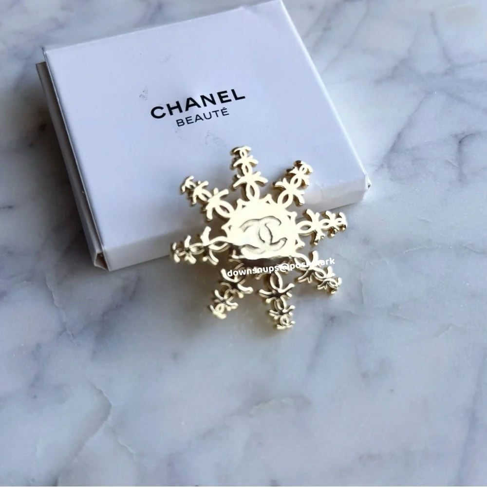 Chanel Gold Snowflake Pin Brooch